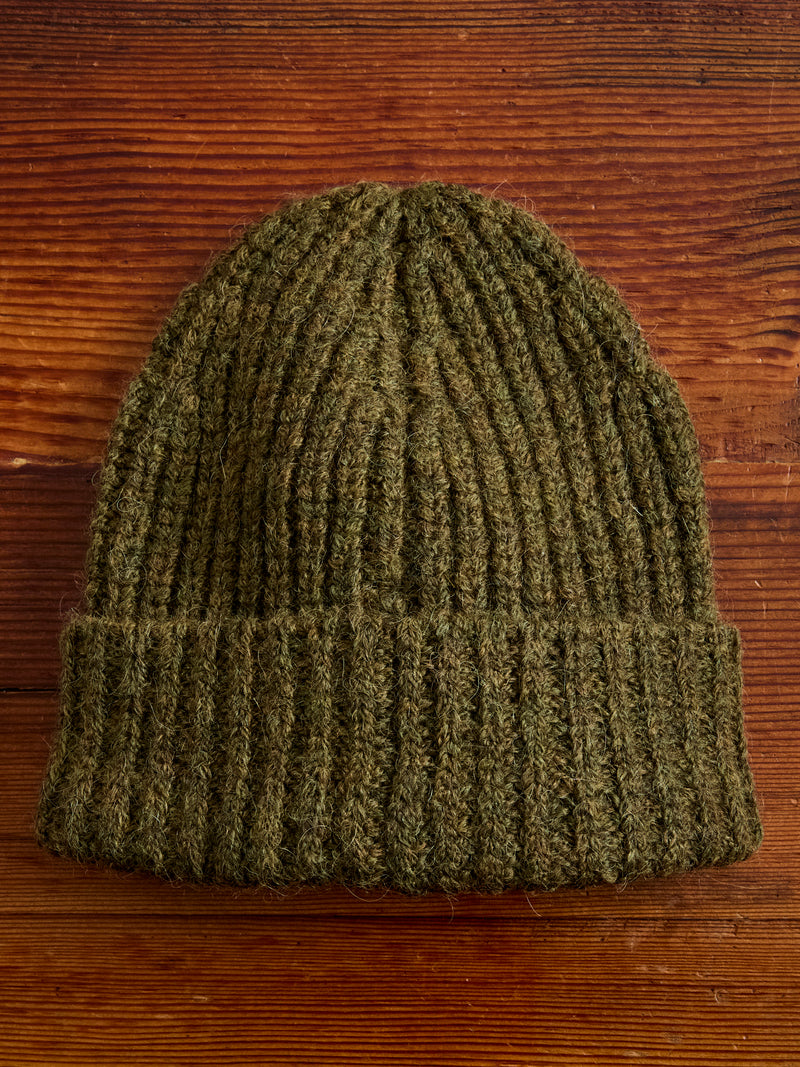 Alpaca Ribbed Watch Cap in Forest