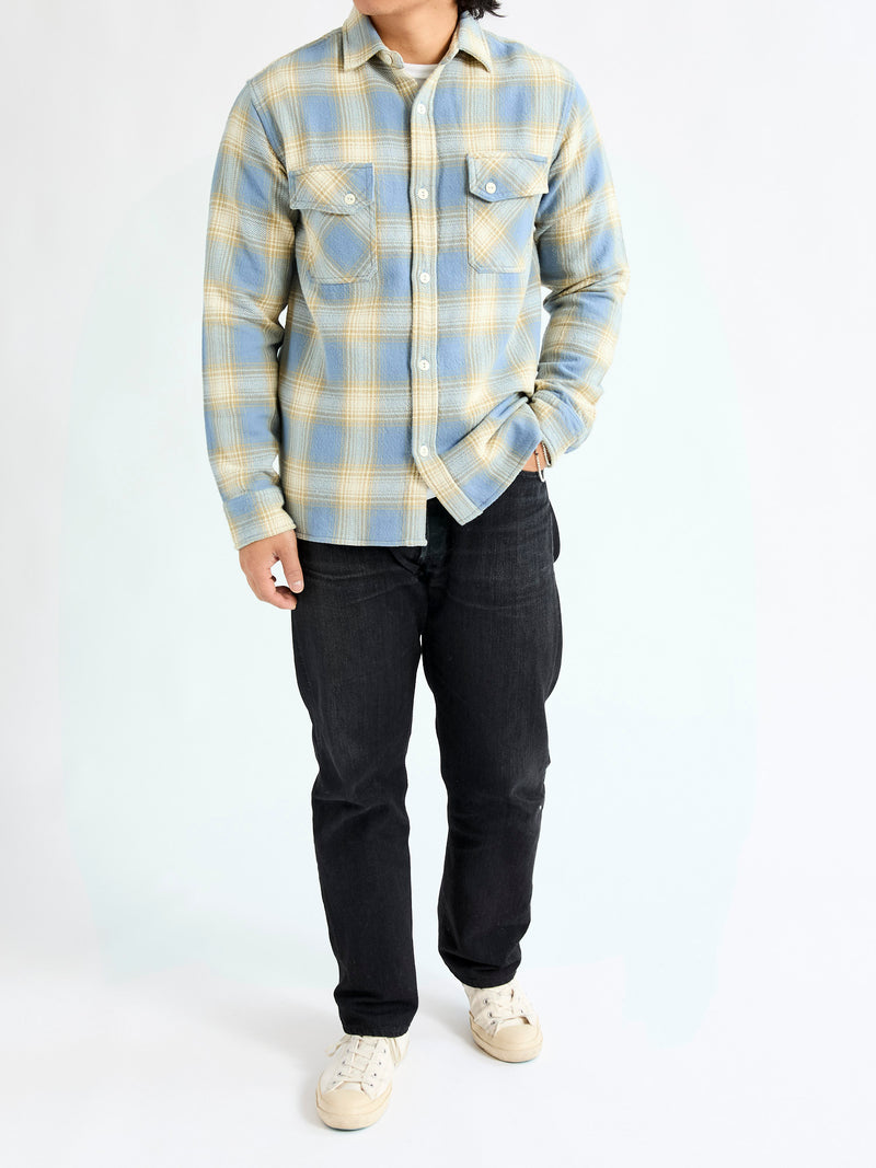 Crosscut Flannel in Powder Blue