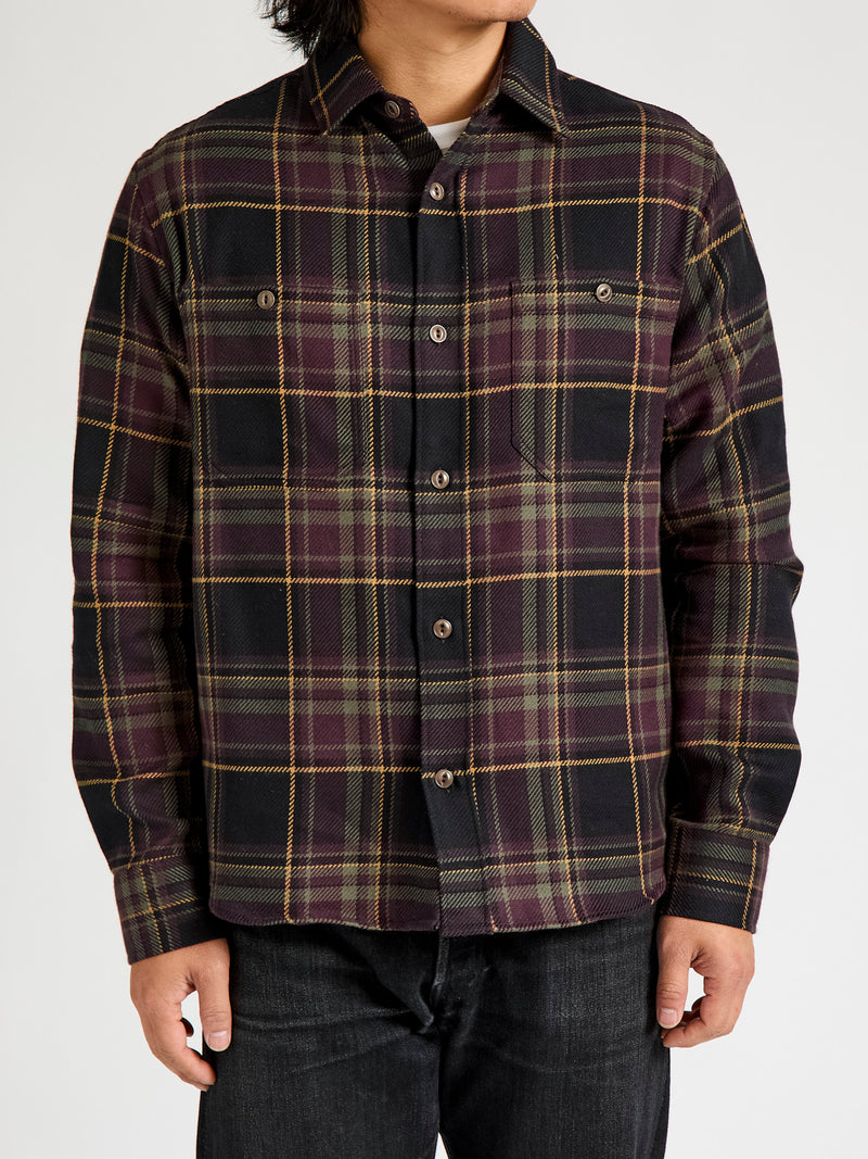 Utility Flannel in Black Olive Plaid