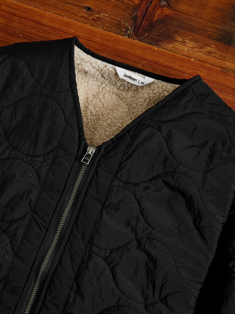 Sherpa Zip Liner Jacket in Black