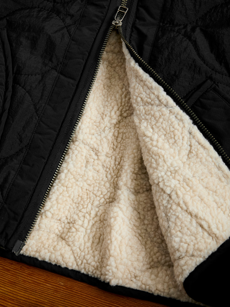 Sherpa Zip Liner Jacket in Black