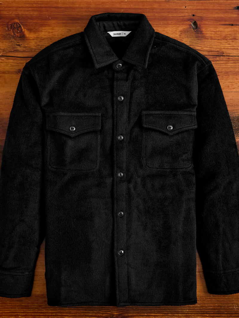 USN Overshirt in Black Wool Angora