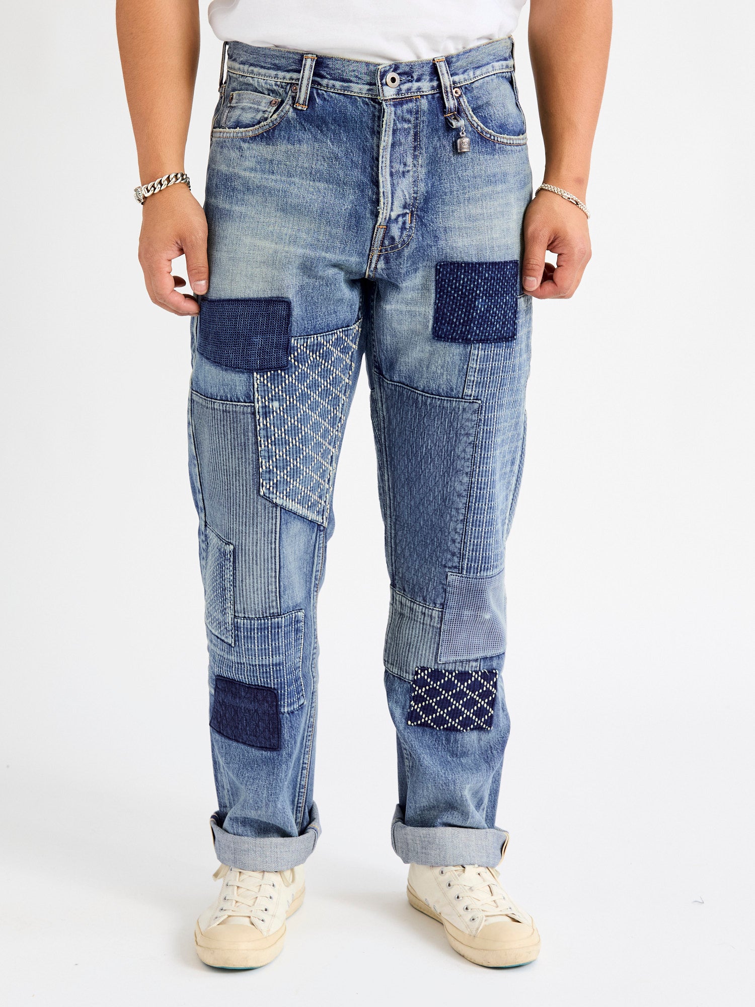 Japanese Brand Mouth Valley newest Low Waisted Patchwork Jeans