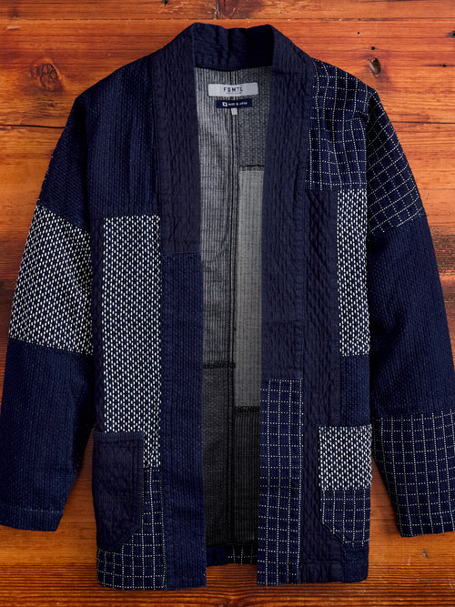 Patchwork Haori Jacket in Indigo Rinse