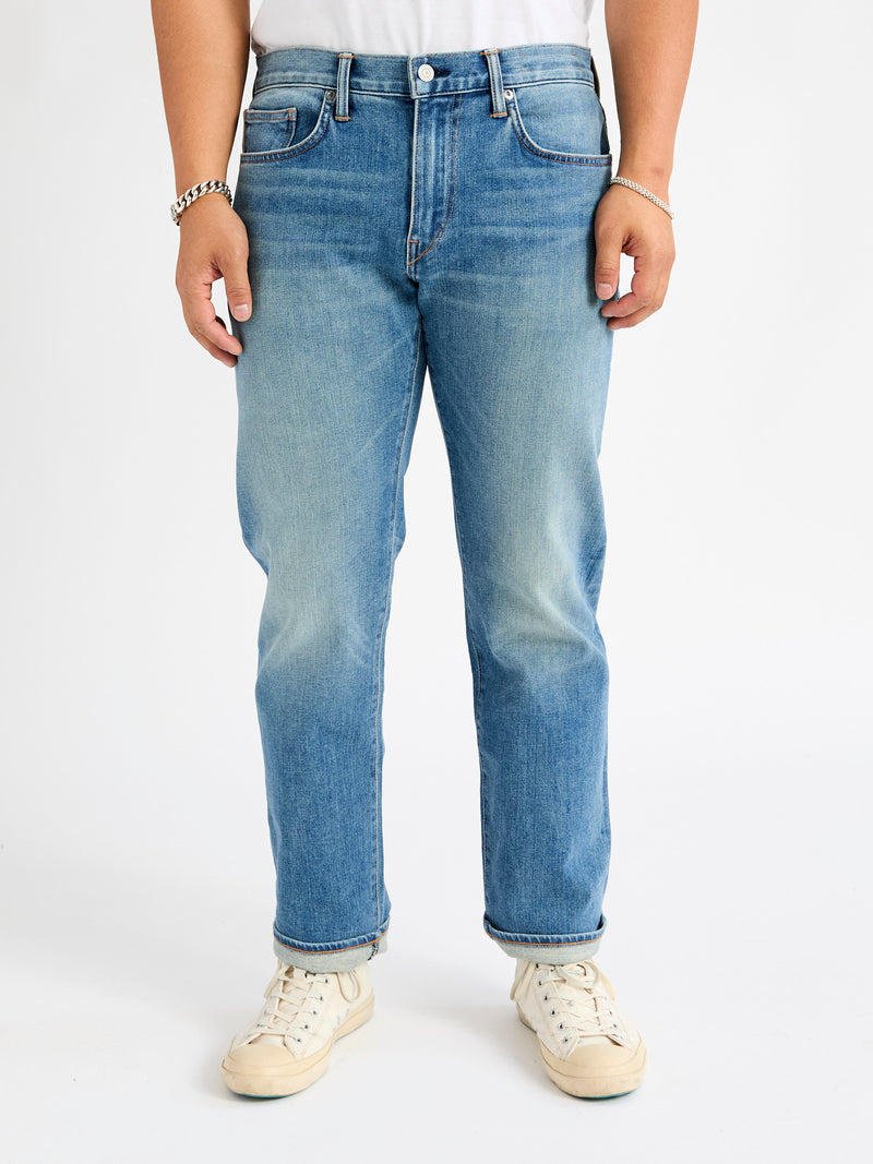 "Cyndi" 10.5oz Washed Indigo Stretch Selvedge Denim - Hammer Straight