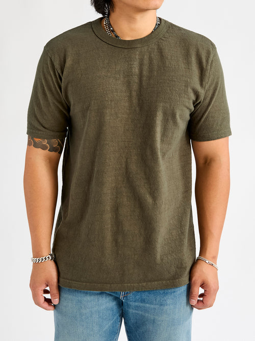 No. 8 Slub Nep Short Sleeve T-Shirt in Olive