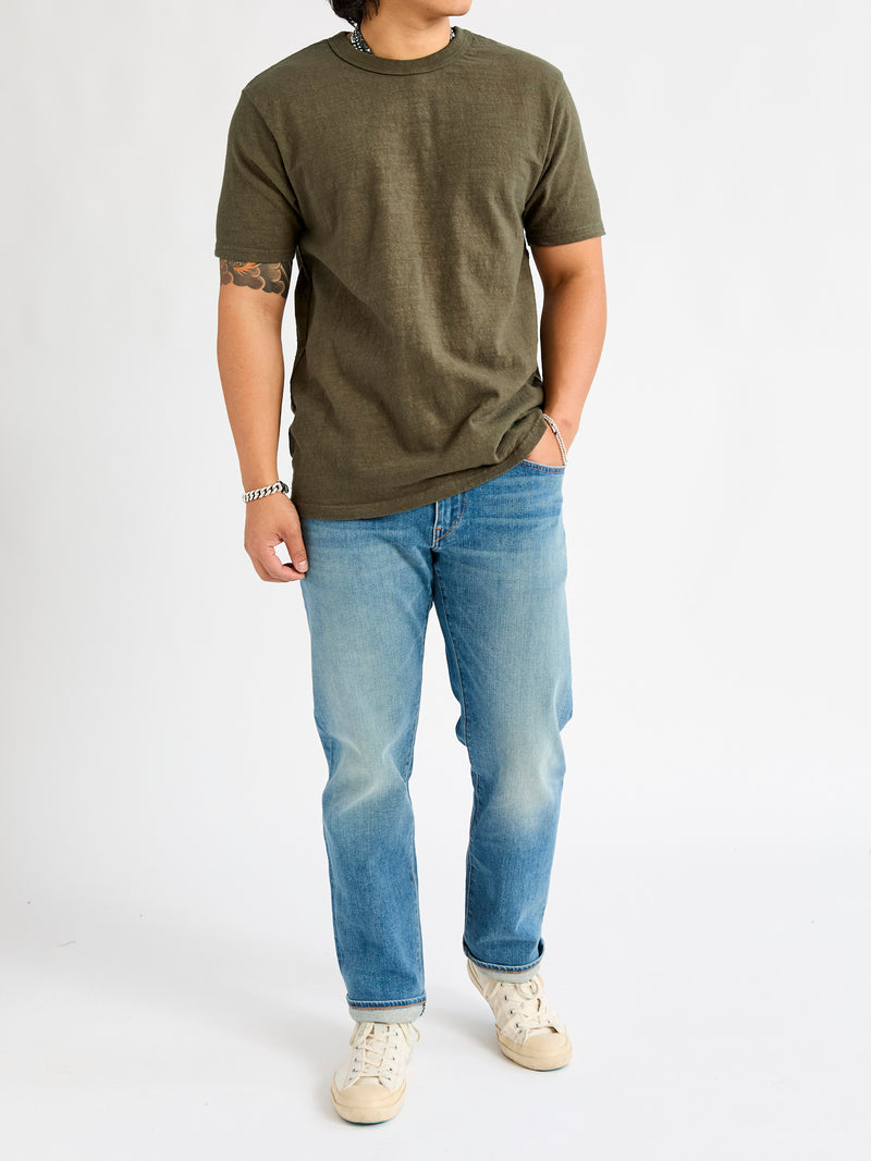 No. 8 Slub Nep Short Sleeve T-Shirt in Olive