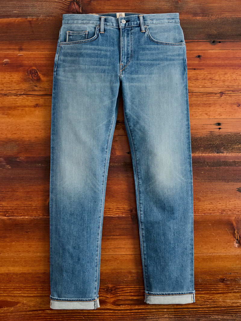 "Cyndi" 10.5oz Washed Indigo Stretch Selvedge Denim - Hammer Straight