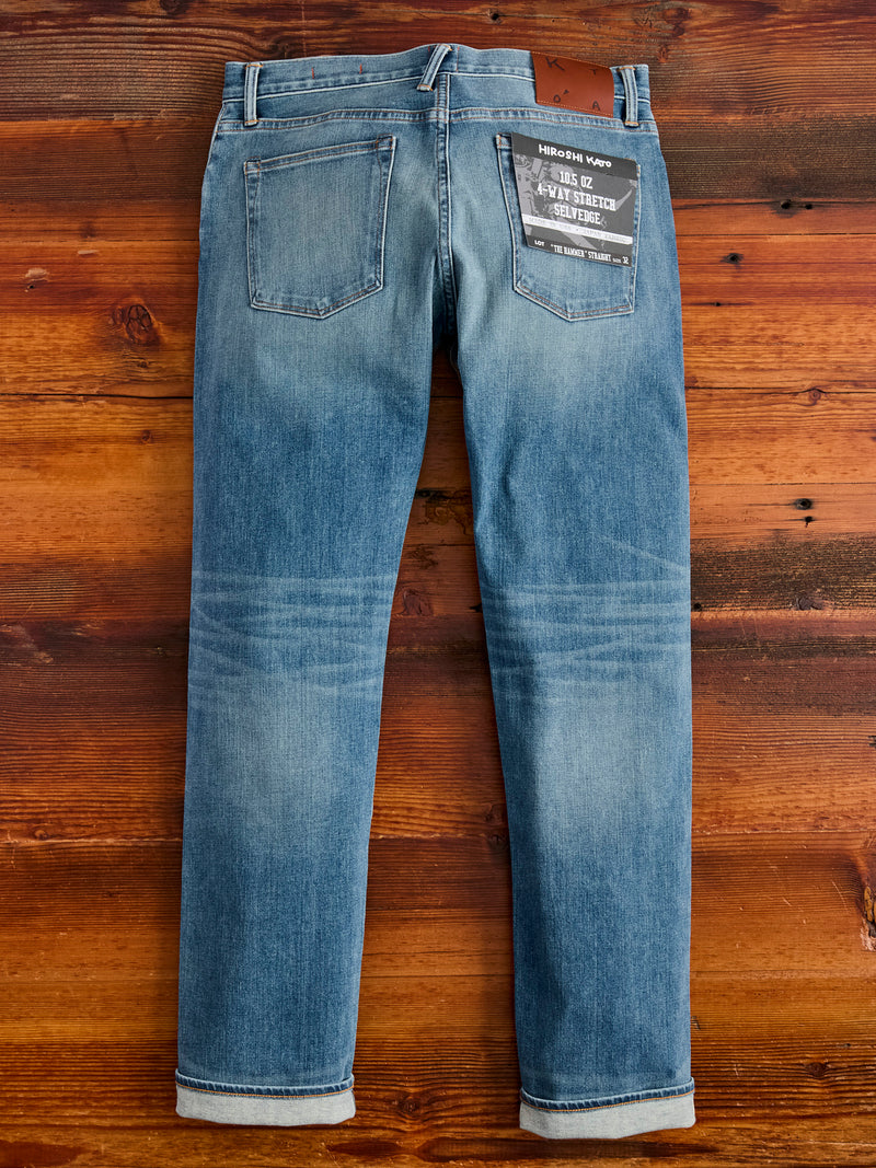 "Cyndi" 10.5oz Washed Indigo Stretch Selvedge Denim - Hammer Straight