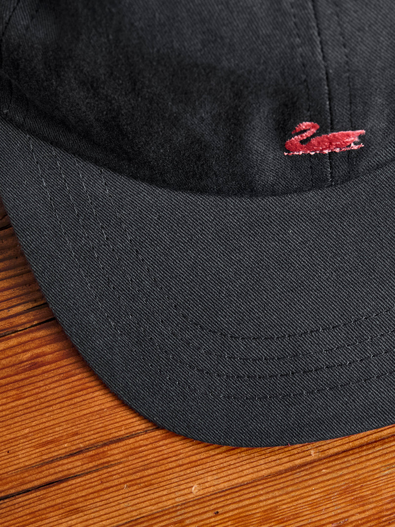 Swan Logo Gabardine Cap in Charcoal