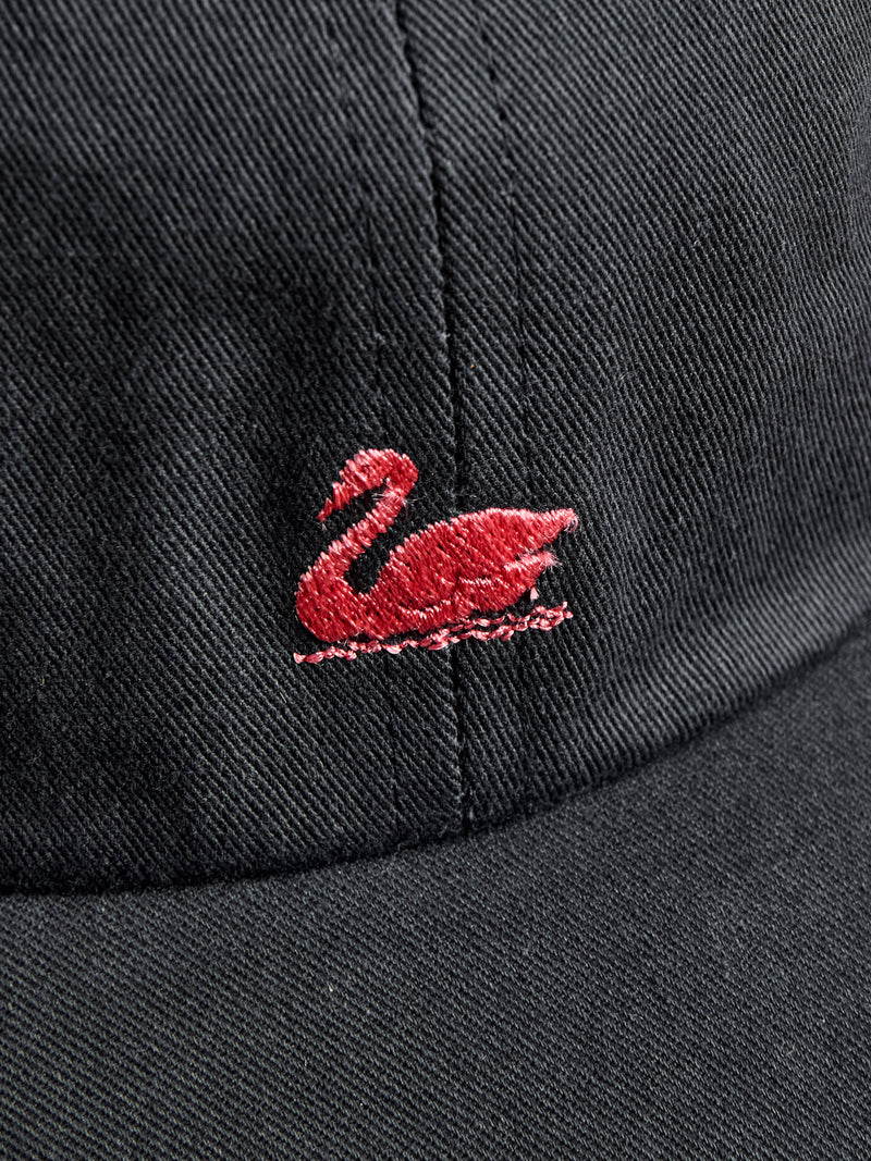 Swan Logo Gabardine Cap in Charcoal