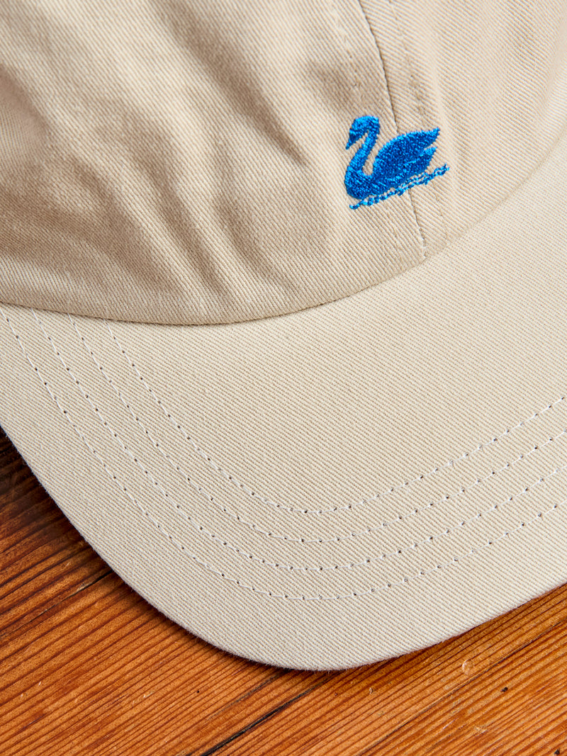 Swan Logo Gabardine Cap in Light Khaki