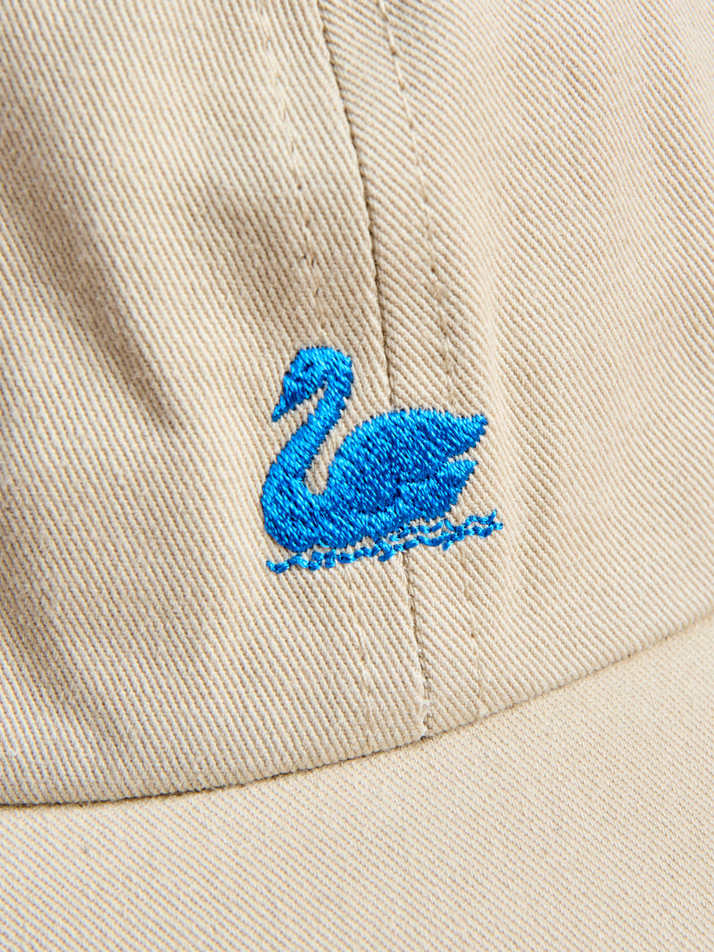 Swan Logo Gabardine Cap in Light Khaki