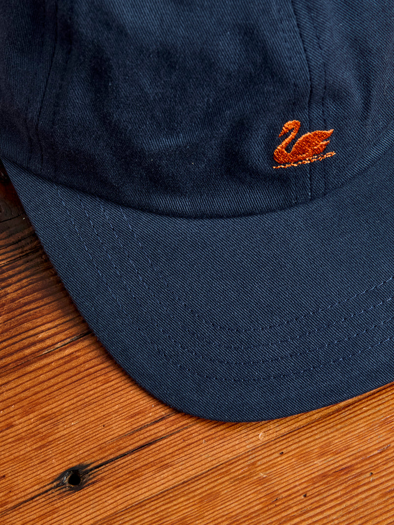 Swan Logo Gabardine Cap in Night Blue