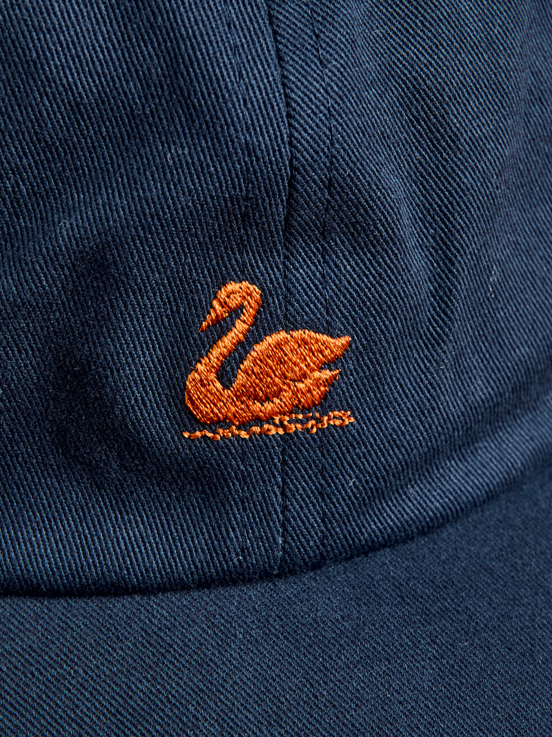 Swan Logo Gabardine Cap in Night Blue