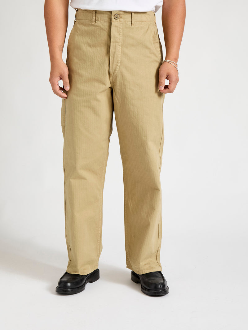 Wide Fit French Work Pants in Khaki