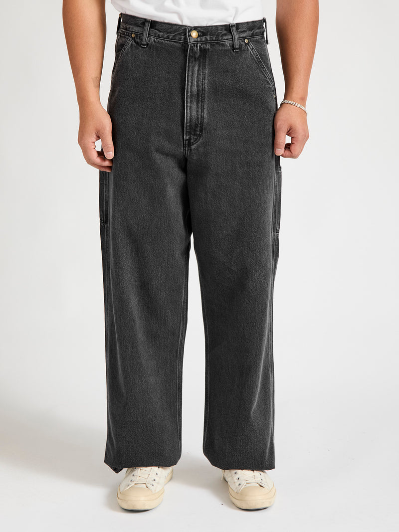 Dad's Fit Painter Pants in Black Stone Denim