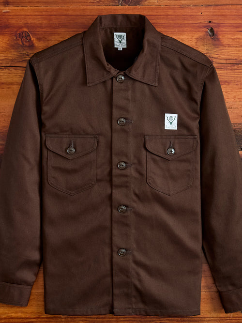 Cotton Twill Smokey Shirt in Brown