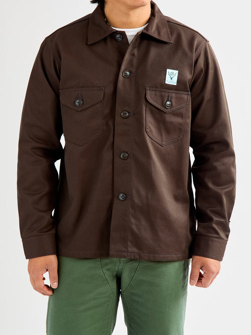 Cotton Twill Smokey Shirt in Brown