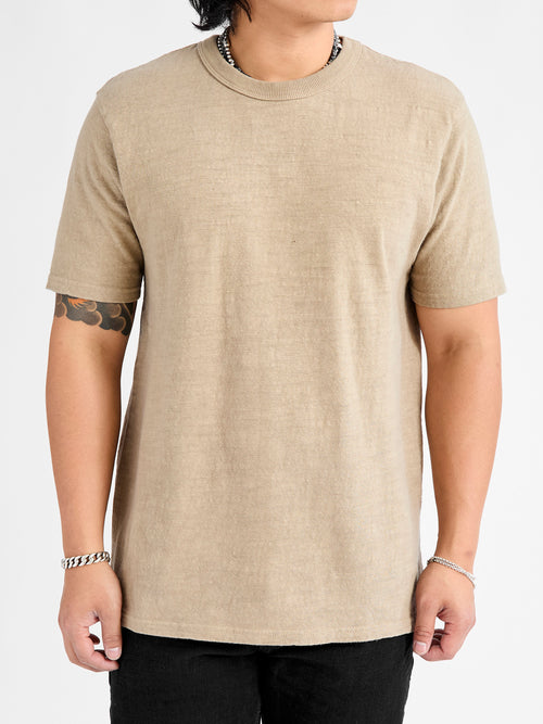 No. 8 Slub Nep Short Sleeve T-Shirt in Sand Beige