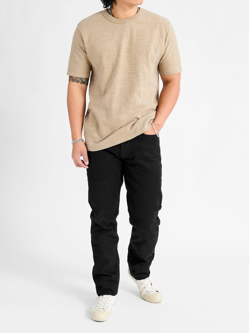 No. 8 Slub Nep Short Sleeve T-Shirt in Sand Beige