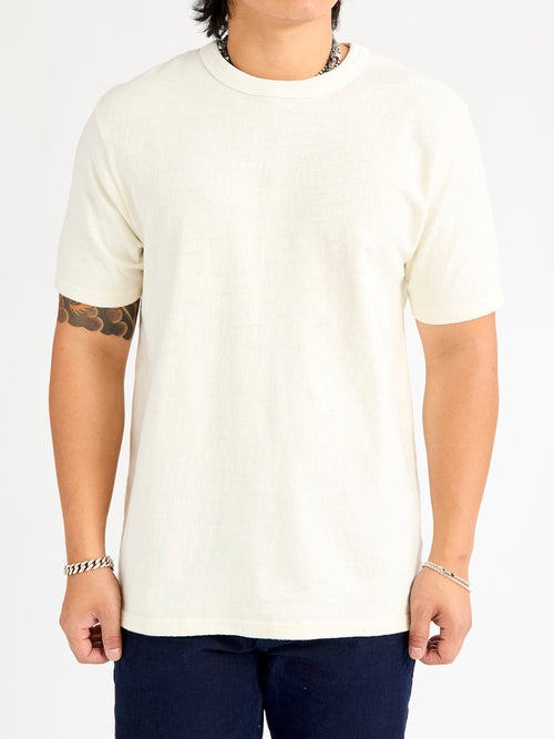 No. 8 Slub Nep Short Sleeve T-Shirt in White