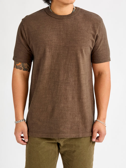 No. 8 Slub Nep Short Sleeve T-Shirt in Brown