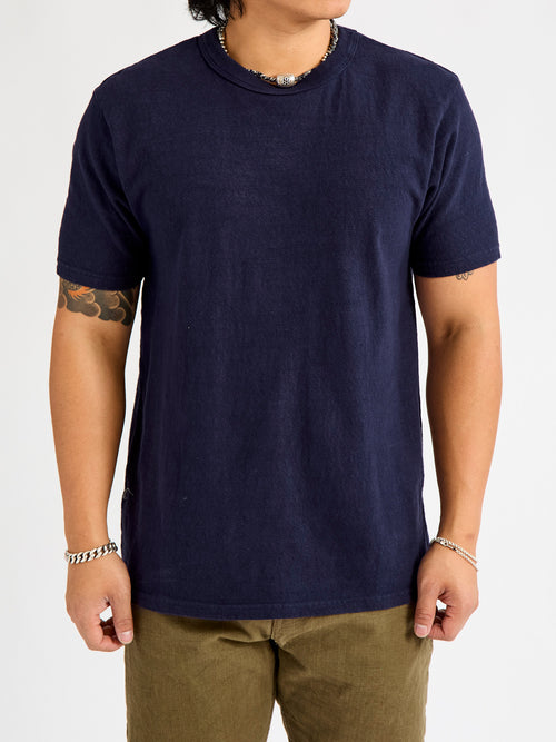 No. 8 Slub Nep Short Sleeve T-Shirt in Navy