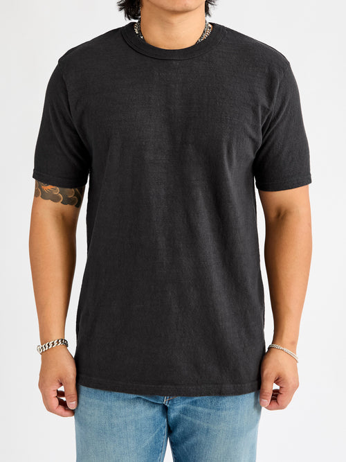 No. 8 Slub Nep Short Sleeve T-Shirt in Black