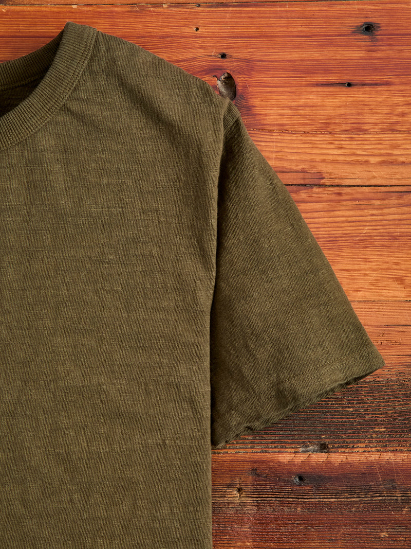 No. 8 Slub Nep Short Sleeve T-Shirt in Olive