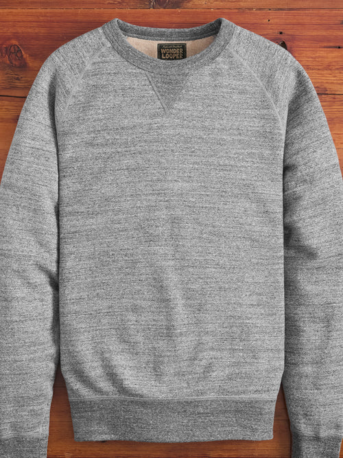 Fleeced FoxFibre® Pullover Crewneck in Charcoal