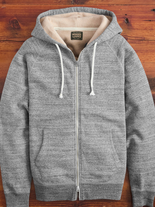 Fleeced FoxFibre® Zip Hoodie in Charcoal