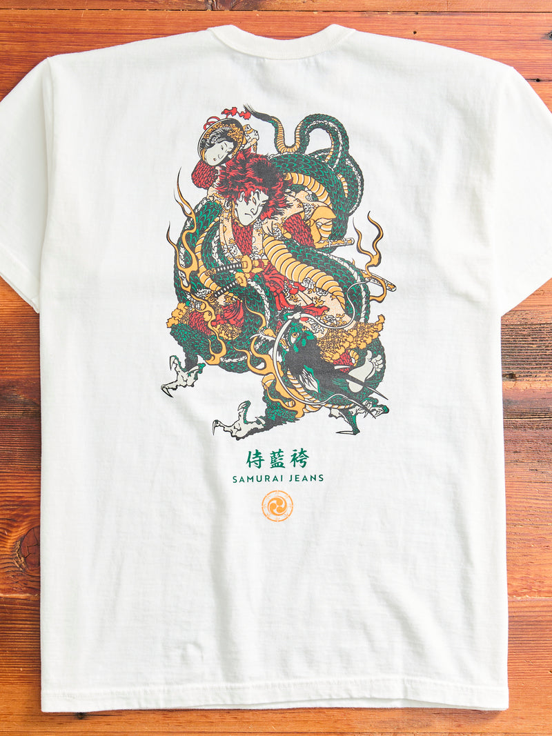 "Dragon Slayer Ryuou-Taro" Heavyweight T-Shirt in White