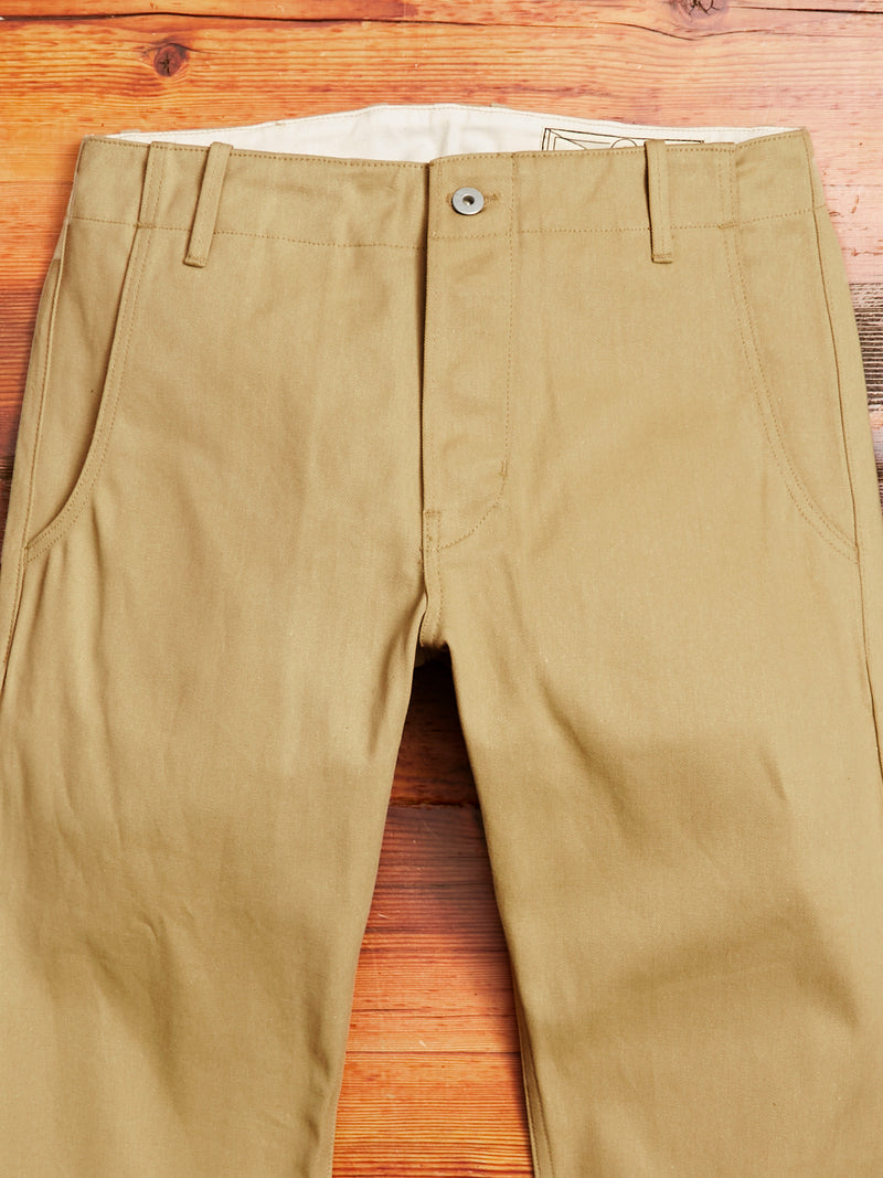 "Infantry Pant" in Khaki Selvedge Twill