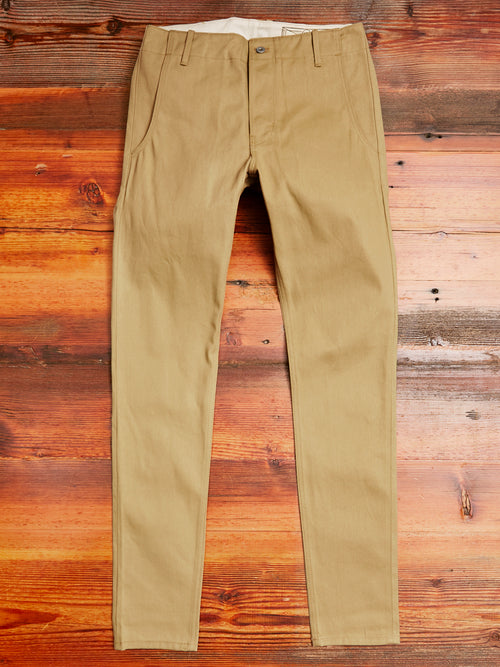 "Infantry Pant" in Khaki Selvedge Twill