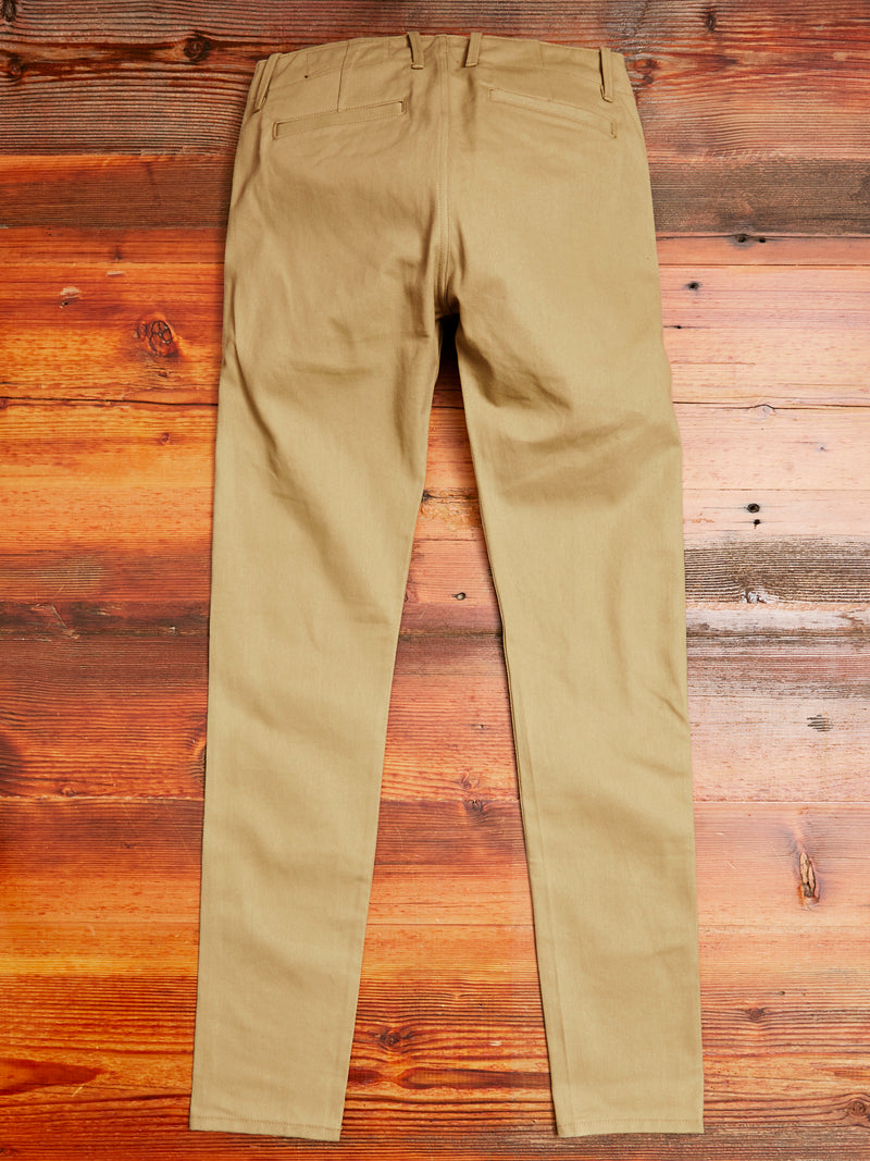 "Infantry Pant" in Khaki Selvedge Twill