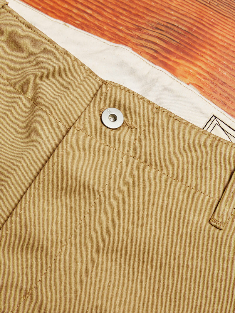 "Infantry Pant" in Khaki Selvedge Twill