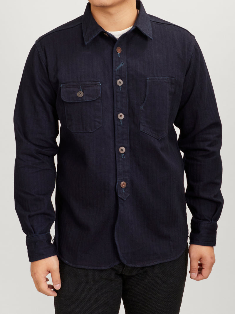 Herringbone Work Shirt in Double Indigo