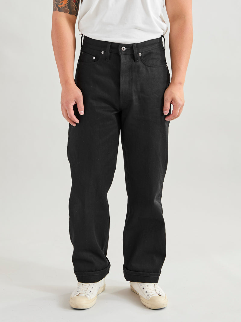 RS-220x 14.5oz Solid Black Selvedge Denim - Relaxed Straight Fit