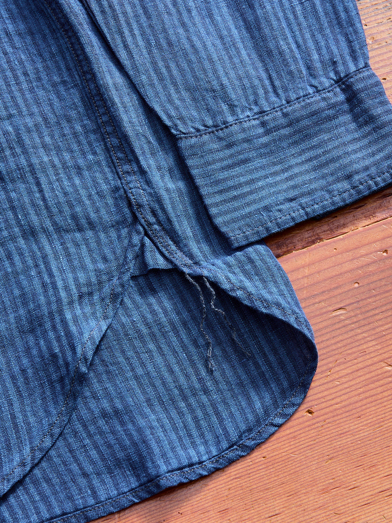 100WS Linen Workshirt in Indigo Stripe