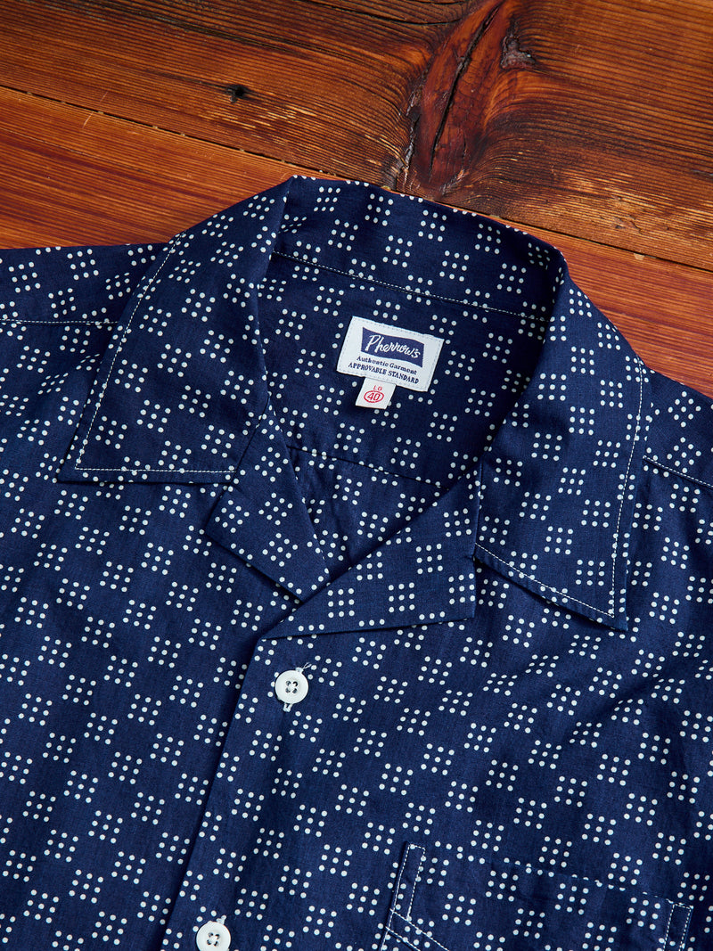 Bassen Hawaiian Shirt in Indigo Dot