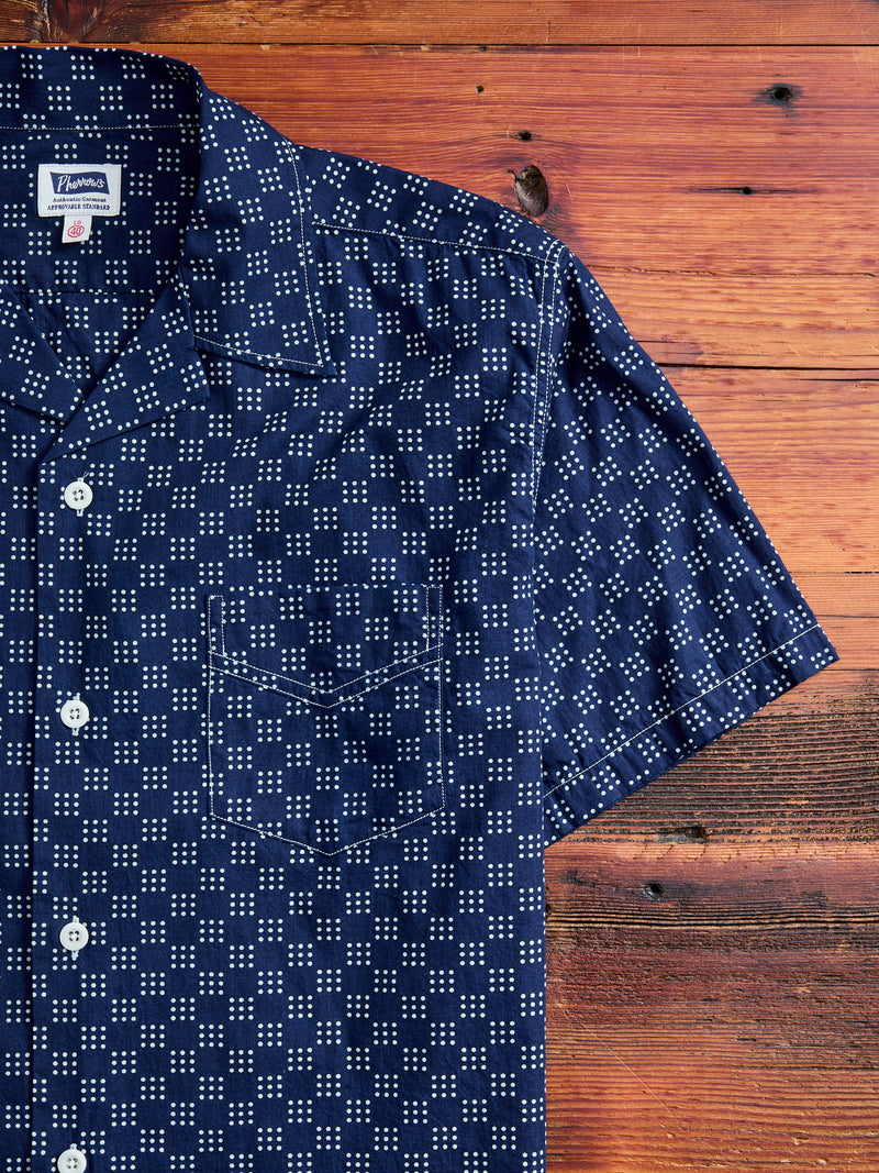 Bassen Hawaiian Shirt in Indigo Dot