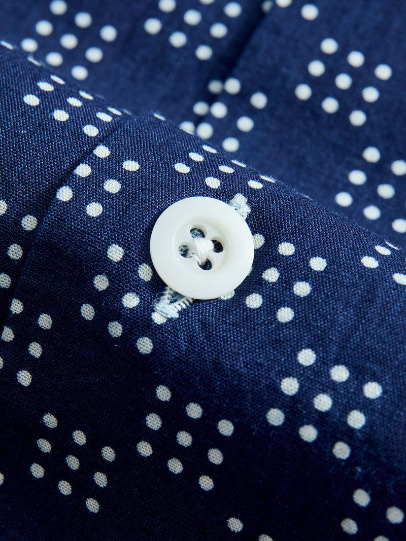 Bassen Hawaiian Shirt in Indigo Dot