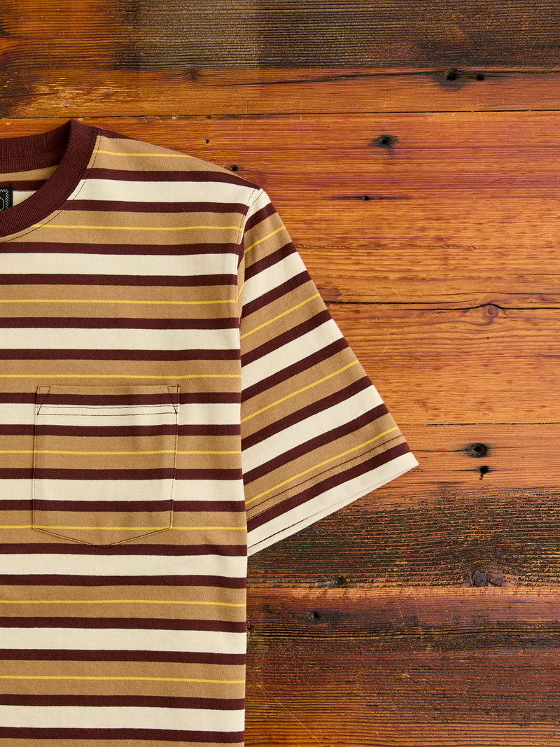 Multistripe Pocket T-Shirt in Light Brown