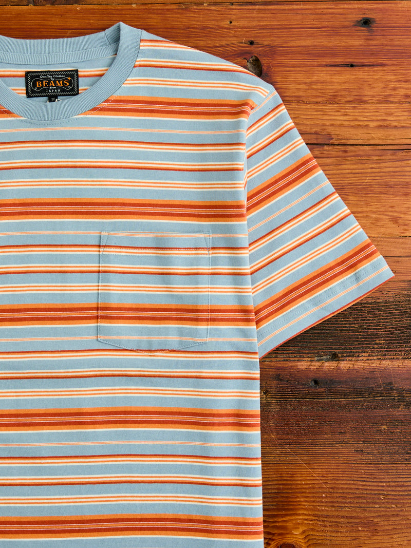 Multistripe Pocket T-Shirt in Sax