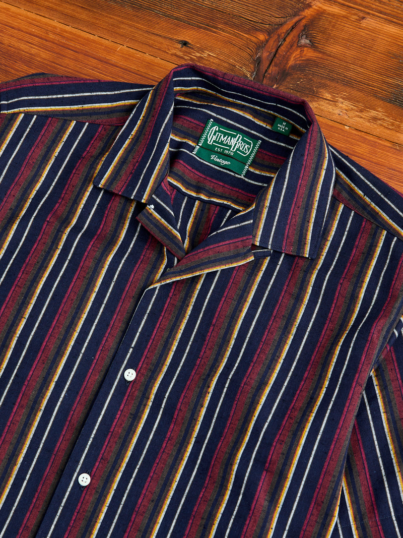 Cabana Stripe Camp Shirt in Indigo