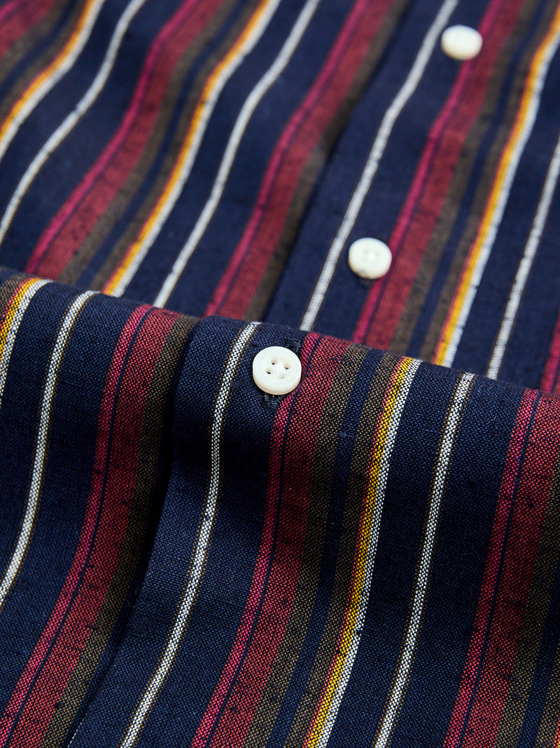 Cabana Stripe Camp Shirt in Indigo