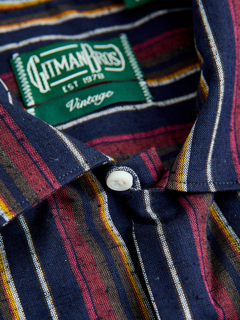 Cabana Stripe Camp Shirt in Indigo