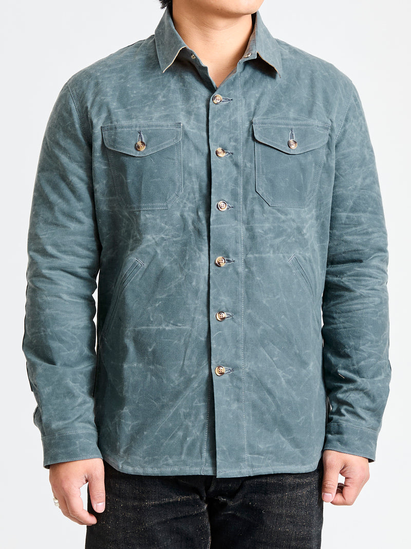 Waxed Canvas Crissman Overshirt in Harbor Blue