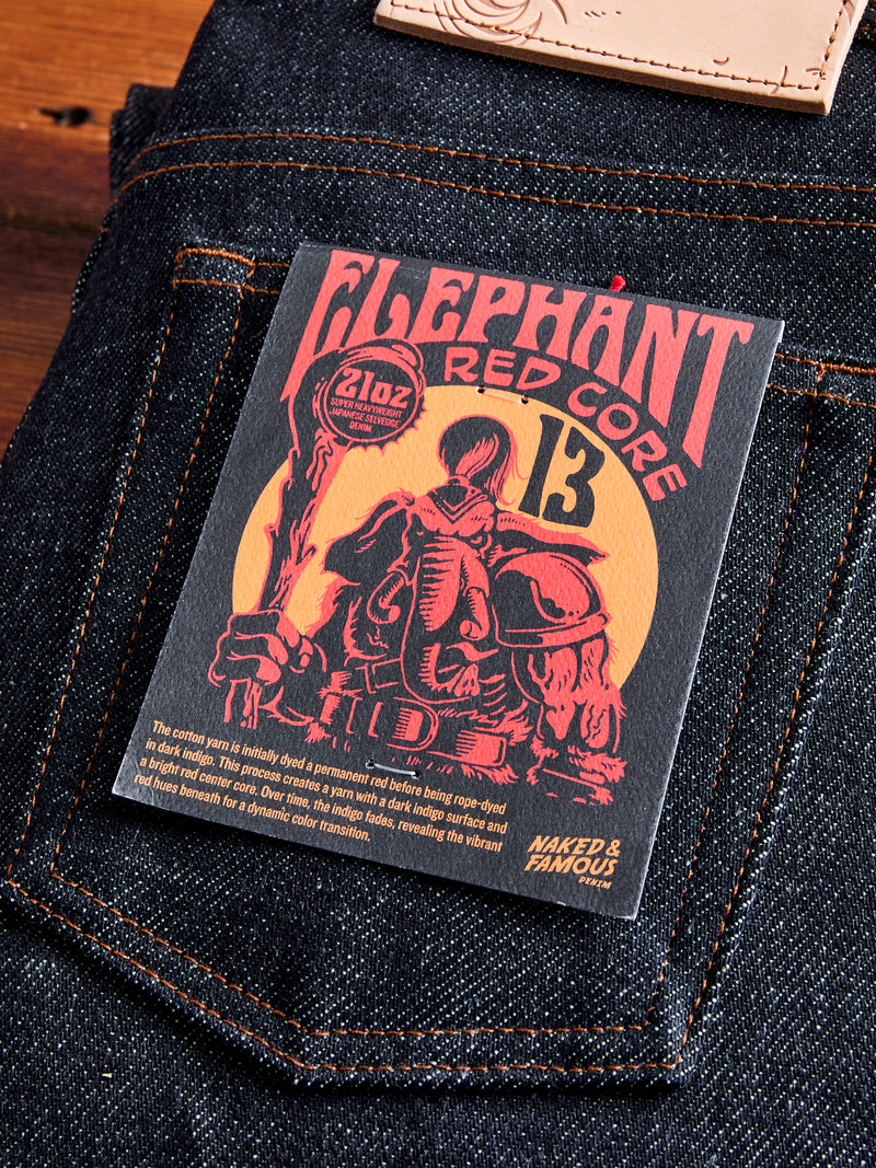 "Elephant 13 - Red Core" 21oz Selvedge Denim - Weird Guy Fit